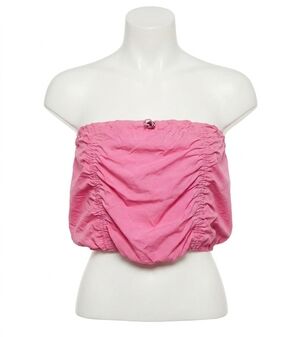 NEW BUCKETLIST elastic tunnel tube top strapless crop in pink